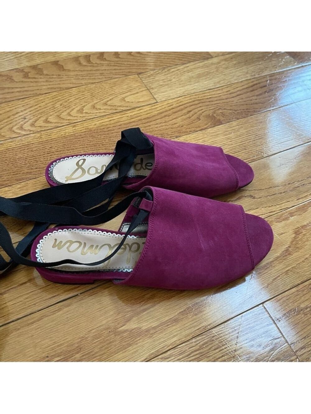 Sam Edelman Women's Suede Leather Theodora Sandals Mules with ties Magenta Sz 8 - Picture 4 of 12